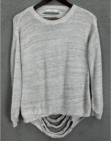 Harper Lane Sweater Womens Small Gray Pullover Distressed Cutout Back Grunge
