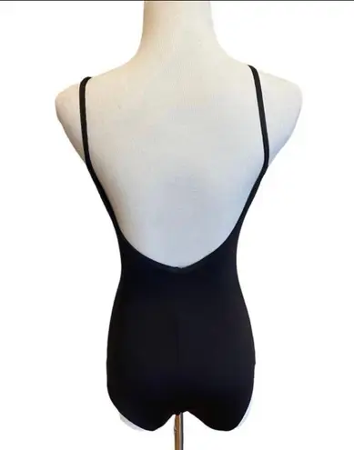 Black Leotard Bodysuit Pinch Front Scoop Back M Dance Size M