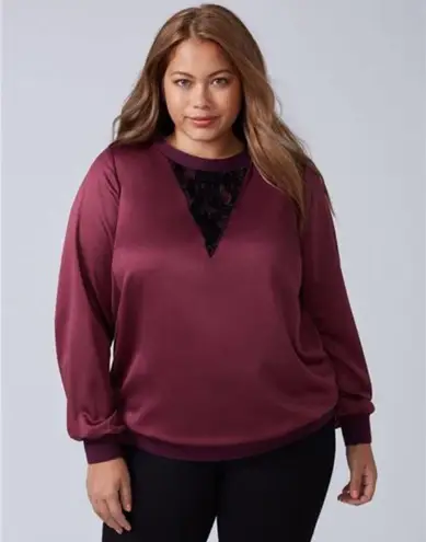 Lane Bryant  Top Woven Sweatshirt Lace Detail Plus Size 18/20 New with Tag