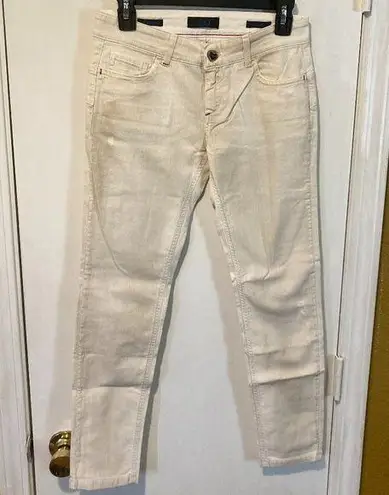 Twin Set women's size 27 dirt distressed stretch AURELIE skinny ankle crop jeans