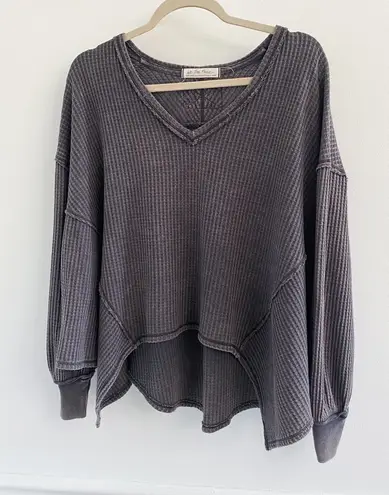 Free People Coraline Thermal Waffle Oversized Long Sleeve Tee