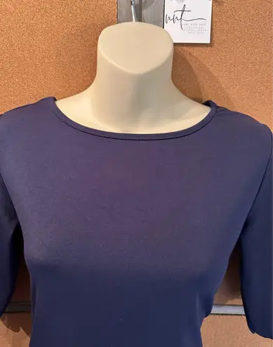 Balauoke Navy Scallop Hem Sheath Dress Women’s Small Half Sleeve Above Knee Blue