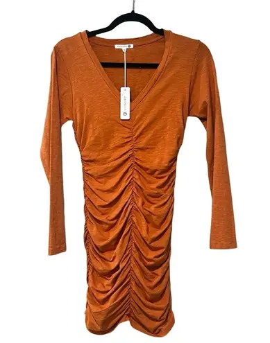 Sundry NWT Front Ruched Long Sleeve Sienna Mini Dress Sz XS