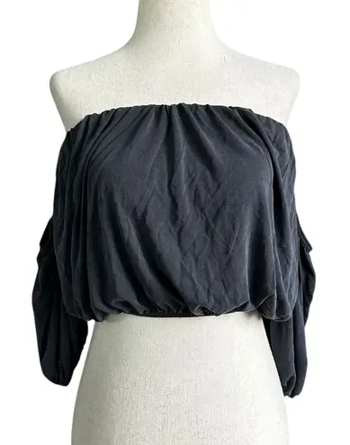 Lavender Field Gray Strapless Cold Shoulder Crop Top Women's Size Small | 25-9-2