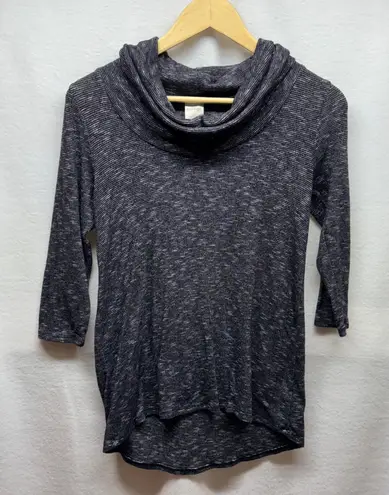 Kaileigh Women's XS Gray Heathered Striped Cowl Neck 3/4 Sleeve Top Made in USA