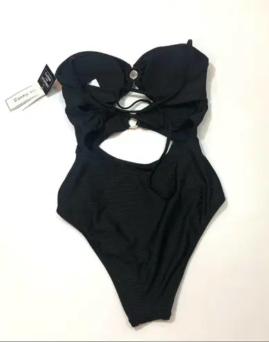 Hula Honey BLACK Ribbed One-Piece Swimsuit