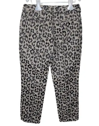Le Superbe Jenna jacquard cropped leopard pants with silver sparkle size 0