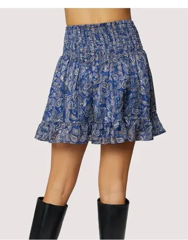 Lost + Wander NWT Wish Upon Mini Skirt in Navy Gold Paisley Size M