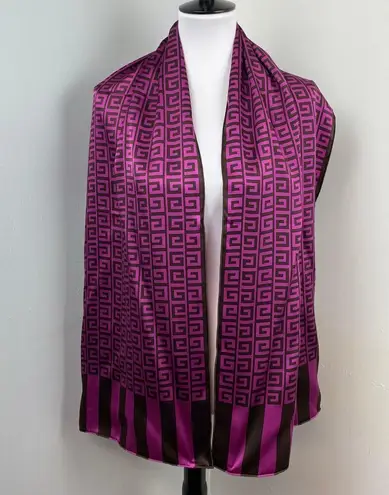 Givenchy Purple Brown Monogram Silk Scarf Shawl Large