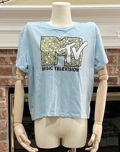 MTV Brand Light blue & yellow floral MTV crop top / XXL / Excellent condition