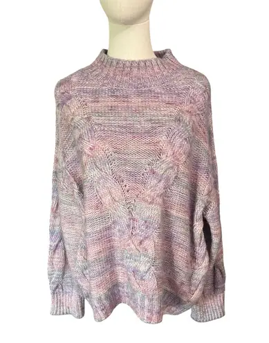 Maeve Anthropologie Multicolor Cable Knit Sweater Large Pastel Purple Pink