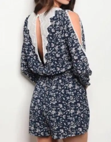 NIKIBIKI Lavender Floral print long sleeve drawstring waist romper