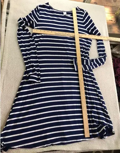 Old Navy Dress Size MT Navy White Stripe Long Sleeve Nautical T Shirt Dress