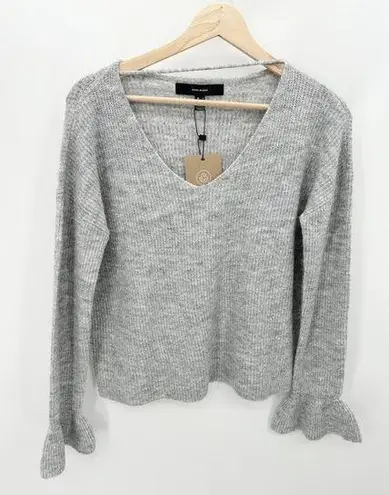 VERO MODA Sweater Women Small NWT Light Grey Melange Simone Long Sleeve Ruffle