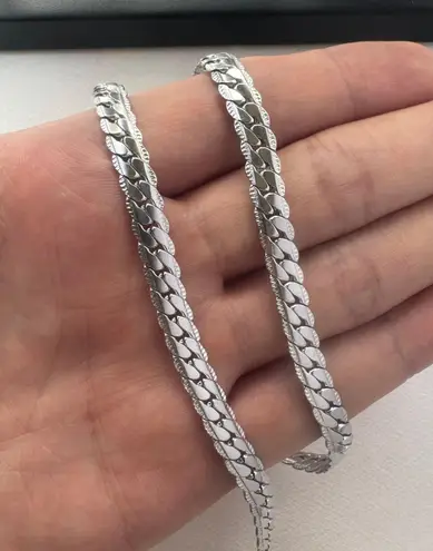 Snake Chain Link Chain Necklace for Men Women Streetwear Unisex Style Silver