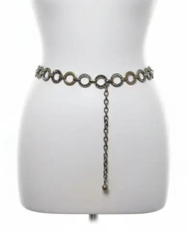 Gold Chain Belt Rhinestone Circle Link Statement Dark Glam Punk Rock Size L/XL