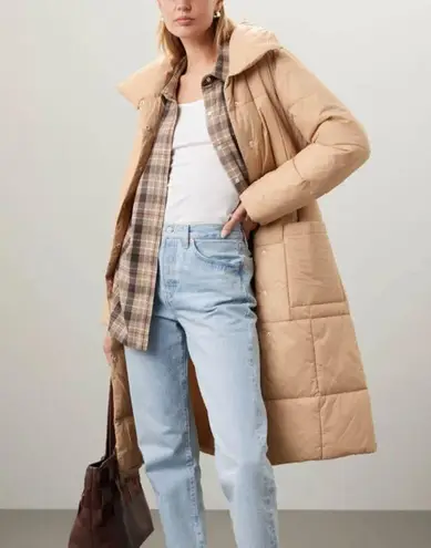 Ellen Tracy Camel Pillow Cowat SMALL Puffer Warm Quilted Trench Designer $296