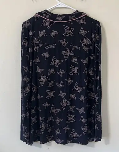 Soma Cool Nights Long Sleeve Grosgrain Trim Notch Collar Pajama Top Size Large