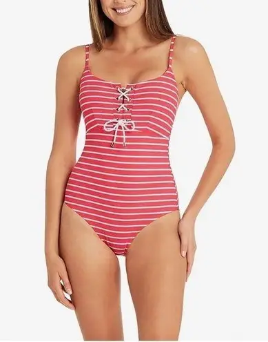 NWT Sea Level Chamarel Lace up bralette stripe one piece▪️size 4 Pink