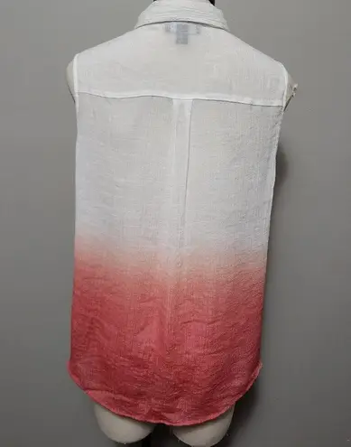 AGB coral gauze sleevwlwss dip dye tunic button down size xl