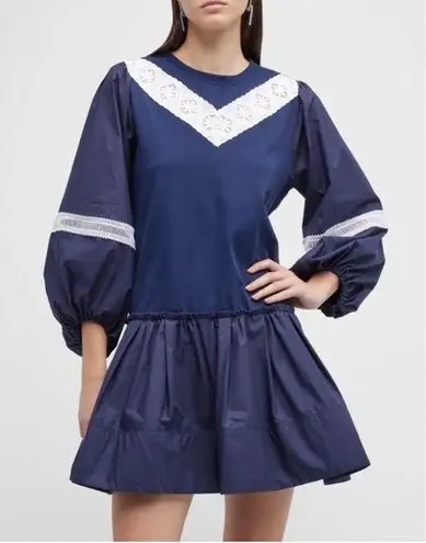 Tanya Taylor NEW  Kirstie Dress, Navy & White, Size L New w/Tag Retail $445