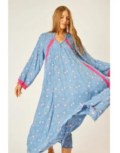 Natalie Martin 💕💕 Fiore Maxi Dress ~ Pinwheel Denim Blue Floral Print XL NWT