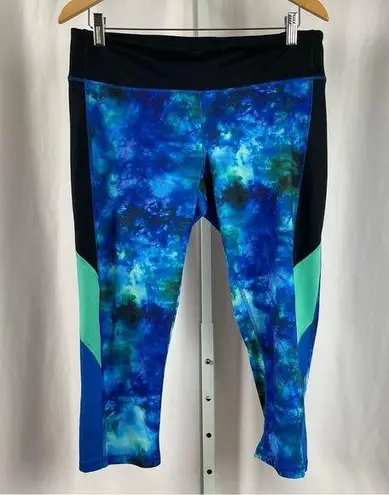 C9 Champion DuoDry XL Tie Dye Abstract Boho Crop Leggings Summer Aqua Water