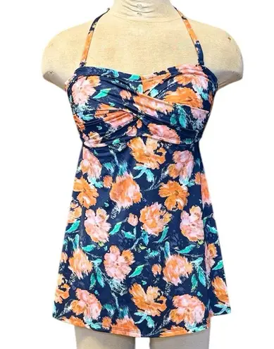 Garnet Hill Swim Dress One Piece Swimsuit Swimdress Floral 4 New