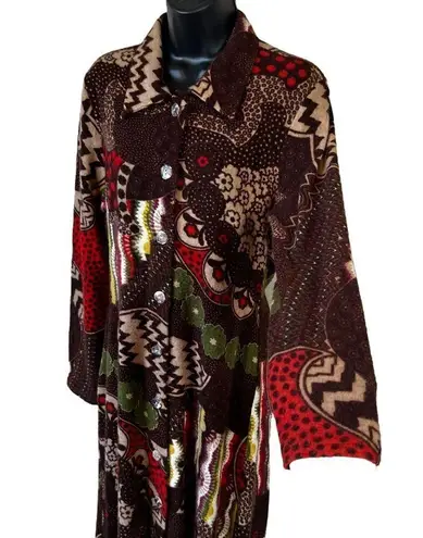 Alberto Makali I AM Long Sleeve Wool Blend Button Down Floral Midi Dress