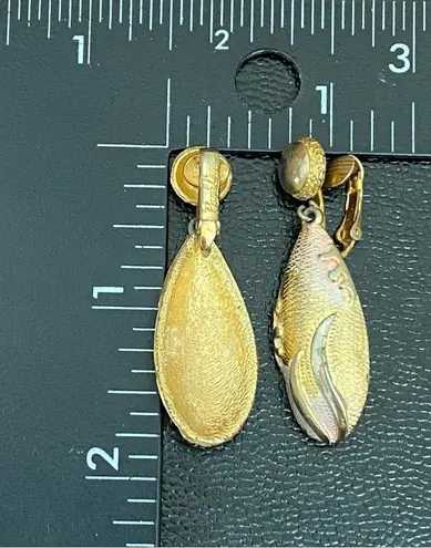 Park Lane Vintage Textured Brushed Gold-tone Reef Themed Teardrop Earrings
