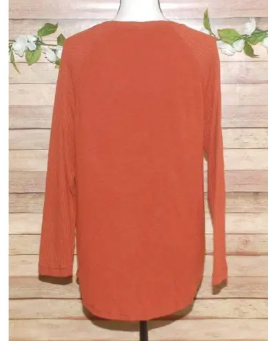 Thanksgiving Fall Shirt Top Size L Long Waffle Sleeve You Had Me at Pumpkin Spice Orange Size L