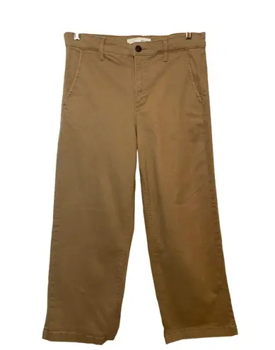 Ella Moss Tan Brown Cropped Wide Leg Crop High Rise Trousers Slacks Pants