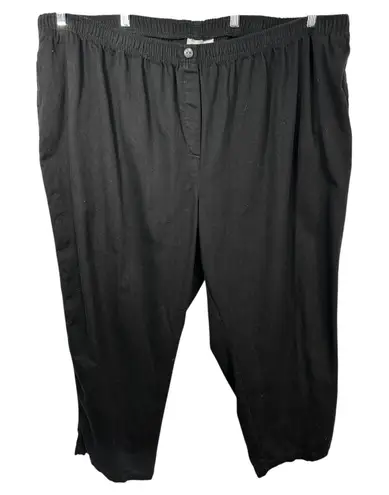 Woman Within Plus Size 36T Cropped Pants Capri Black Cotton Elastic Pull On 590