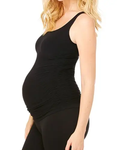 Be Maternity by Ingrid & Isabel New Channel Ruched Black Tank Top Size M/L