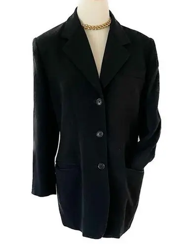 Eddie Bauer Vintage AKA  100% wool ribbed knit blazer jacket black size 10P