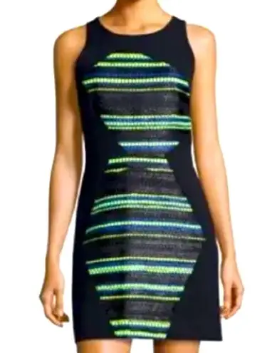 Milly Abstract Textile Knit Front Sheath Dress tag sz 8 fits best on sz 6-8