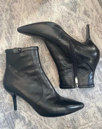 via spiga  Madeline black Leather Stilettos Ankle Boots Booties size 7.5