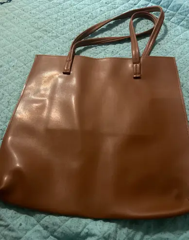 Brown Leather Tote Bag Large Work Office Minimalist Handbag Shoulder Bag
