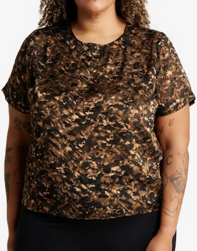 T Tahari Black/Carmel Marble Burnout Top Plus Size 1X