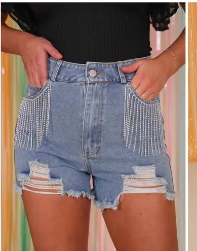 Blue B Med Rhinestone Shorts