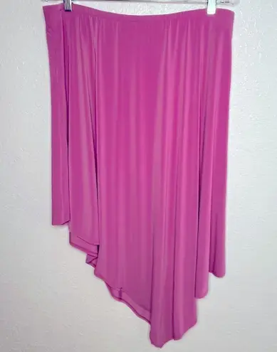 David Meister Hot Pink Fluid Jersey Asymmetrical Elastic Waist Skirt Size XL NEW