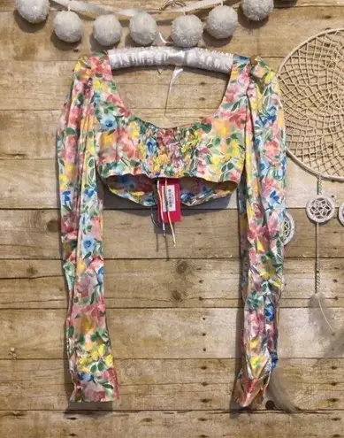 Beginning Boutique NWT Floral Crop Tie Top