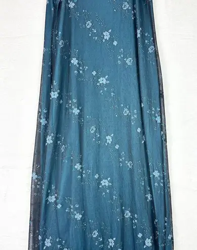 Vintage Whimsigoth Maxi Dress Size Small Dark Floral Sparkle Glitter Fairy 90s Black