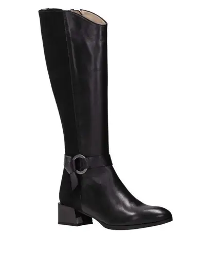 Hispanitas Women’s Black Leather Suede Tall Boot Riding Boots with Stretch 36 Size 5
