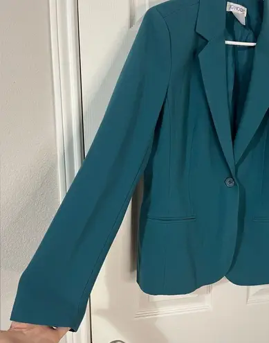 Dark teal blazer suit jacket, jewel toned, large 10/12 Green