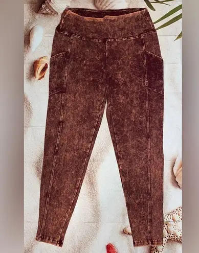 Zenana Outfitters NEW! 3X Plus Size Mineral Wash Wide Waistband Full Length Leggings