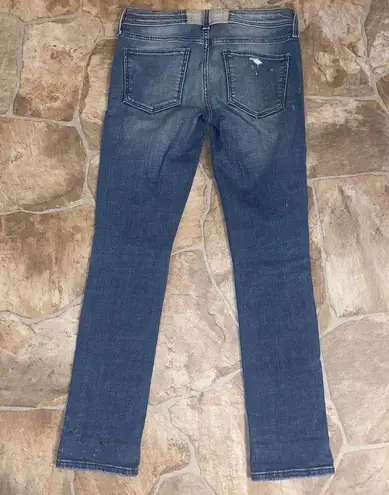 Holding Horses Paint Splatter Design Distressed Skinny Jeans, Size 26 Petite