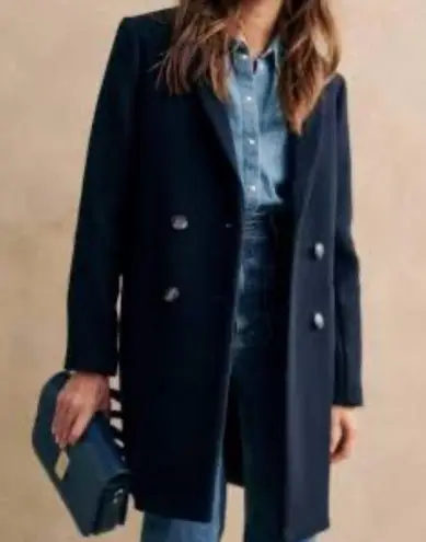 FORECASTER OF BOSTON NAVY BLACK WOOL DOUBLE BREASTED COAT 14 Blue