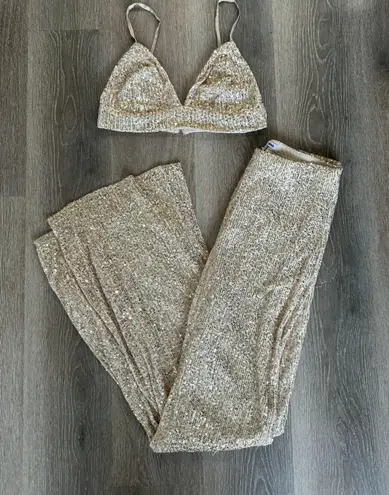 FashioNova Gold Sequin Matching Set