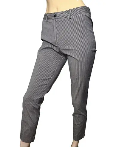 Les Copains Women’s Size 40 4 Gray Black Pinstriped Cigarette Trousers Pants